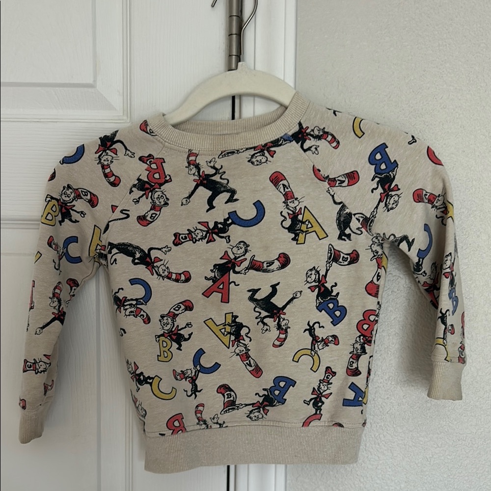 Dr. Seuss Cream and Red Cartoon Sweatshirt